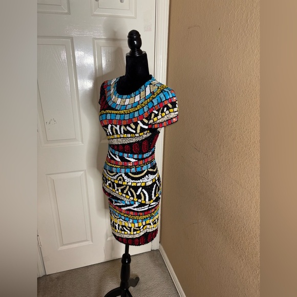 Alice + Olivia Multi Color Sequins Beaded Sz 0 Dress $895 Tracy Bendit NWT​ - Picture 2 of 8